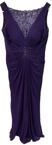 Cameron Blake Mon Cheri Sheer Sequin Gown Wedding Formal Eggplant Purple Sz 10 - Picture 1 of 4