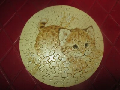 COMPLETE Vintage SPRINGBOK 7" Diameter BABY BOBCAT LYNX Jigsaw PUZZLE  - 1980's - Image 1 of 3
