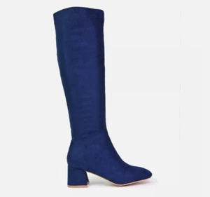 Essex Glam Women's knee high boots full zip block low heel (UK-8) Brand New - Picture 1 of 5