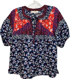 Blusa F. Loft Top M Floral Multicolor Manga Corta Cuello Redondo - Imagen 1 de 4