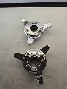 3 Bar Luxor Chrome Knock-Off Spinner Caps for Lowrider Wire Wheels set Of 2 - Picture 1 of 5