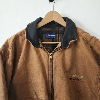 Mens Holloway Oil Cloth Jacket Medium Full Zip Mcdonald Construction - Image 1 of 4