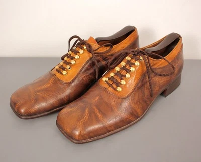 Men's VTG NOS 60s 70s Brown Lace Up Shoes Sz 8 D 1960s 1970s Disco Jarman - Image 1 of 4