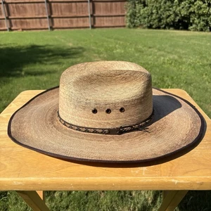 Resistol Genuine Mexican Palm Western Cowboy Hat Sz 7 1/2 Self Conforming - Picture 1 of 20