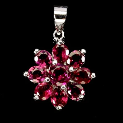 Black Friday Sterling Silver Pendant Pear Rhodolite Garnet 4x3mm Natural Jewelry - Image 1 of 4
