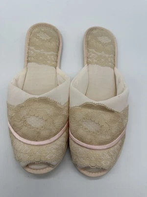 Vintage Glamour Skuffs by Madyes Slippers Peep Toe Slides Light Pink sz 6.5-7.5 - Image 1 of 4