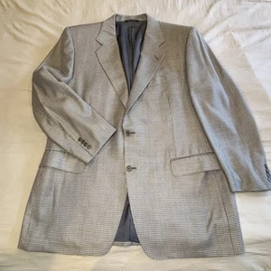 Canali Sport Coat Blazer Men’s Us 44 Eu 54 Blue Houndstooth Silk Wool - Picture 1 of 14
