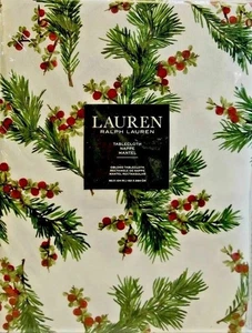 Ralph Lauren Cedarberry Cotton Tablecloth - Christmas Pine Berries - 60 x 120" - Picture 1 of 5