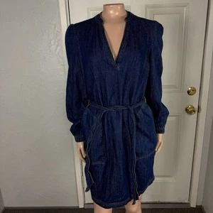 Vestido para mujer Boden Denim UK 10R US 6R azul bolsillos lazo cintura cuello en V T28 - Imagen 1 de 7