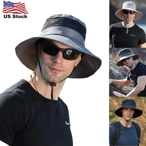 Wide Brim Tactical Bucket Hat Boonie Safari Sun Protection Cap Outdoor Fishing - Picture 1 of 13