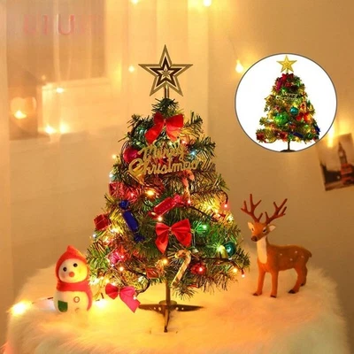 30cm Mini Small Christmas Tree with LED Lights Xmas Tabletop Rtificial Ornament - Image 1 of 4
