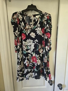 Umgee Babydoll Dress Small  Black Floral Ruffle Hem New  - Picture 1 of 6