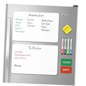 2 Sheets Magnetic Whiteboard Fridge Dry Erase Board: Small Magnetic White - Picture 1 of 7
