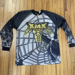 XMX Xtreme Motocross Shirt Mens Large Black Gray Spider Web Long Sleeve Athletic - Picture 1 of 5