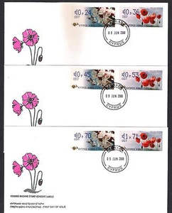 CYPRUS 2008 APRICOT ARMENIAN PLUM POPPY ATM FRAMA C/E SET 6V EURO C.007 U/AL FDC - Picture 1 of 1