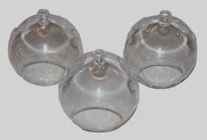 SET OF 3 ROUND HANGING GLASS TERRARIUM BALLS 5” DIAMETER PLANTERS DISPLAY - Picture 1 of 3