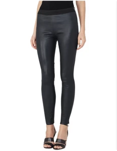Reiss "Fade" leather-front jeans black size 12 - Picture 1 of 12