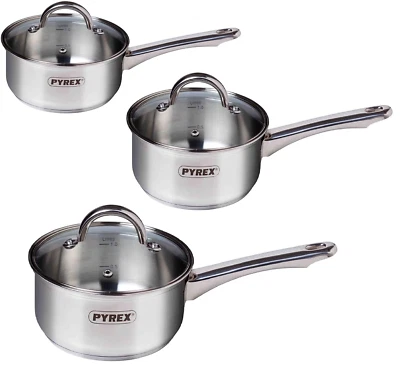 Pyrex Master Saucepan Stainless Steel with Lid Cooking Kitchen Cookware - Image 1 of 3