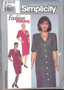 Abito donna Simplicity modello cucito 9302 patch tasca taglia 8-18 bottoni davanti - Foto 1 di 4
