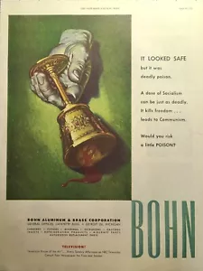 Bohn Aluminio y Latón Socialismo Comunismo Mortal Veneno Anuncio Impreso De Colección 1952 - Imagen 1 de 4