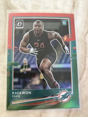 2020 Donruss Optic Red And Green Raekwon Davis Rc NM Miami Dolphins Alabama - Image 1 of 2