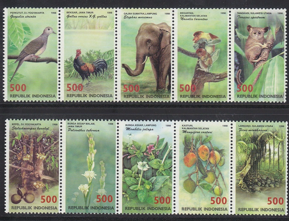 Indonesia - Indonesia Edición 1998 (1913-1922) Aves - Elefante - Frutas Foto 1 de 1