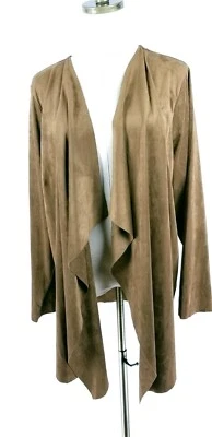 Мягкое окружение женщин открытый передний кардиган куртка 1 X коричневый искусственной замши - Изображение 1 из 4