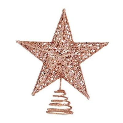 BinaryABC Christmas Tree Topper Star,Glittering Christmas Tree Rose Gold - Image 1 of 4