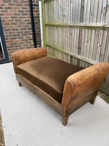 Vintage French Art Deco Leather Daybed - Picture 1 of 15