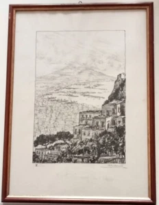 Incisione all’acquaforte Napoli da San Martino di A. Carminati 1924 con cornice - Imagen 1 de 3