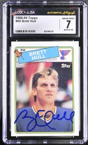 Brett Hull Signed 1988-89 Topps Rookie Card 66 St. Louis Blues CGC 7 JSA 10 Auto - Picture 1 of 2