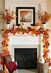 DearHouse 2 Pack Fall Garland Maple Leaf, 5.9Ft/Piece Hanging Vine Garland - Picture 1 of 8