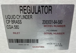 PURITY PLUS REGULATOR 2063001-84-580 - Picture 1 of 3