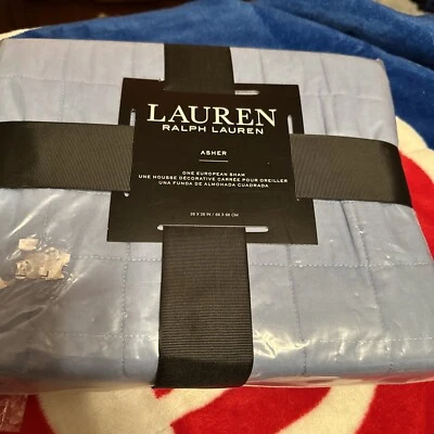 Ralph Lauren Asher Blue 26 x 26 in. European Sham 100% Cotton - Image 1 of 4