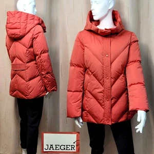 JAEGER Hooded DOWN & FEATHER Padded PUFFER JACKET ~ Size 10 ~ CORAL (rrp £199) - Picture 1 of 13