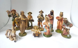 UM 50ER JAHRE ITALIEN 10-TEILIGES KRIPPENSET HEILIGE FAMILIE ENGEL WEISE HIRTE - Bild 1 von 17