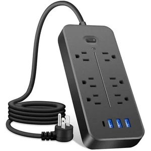 10-in-1 Steckdosenleiste Überspannungsschutz mit 6 Steckdosen + 4 USB Ports (2er Pack) - Bild 1 von 12