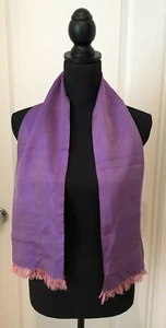 Silk Scarf, Purple Double Layer 100% Silk w/ Pink Fringe, Very Good Condition! - Picture 1 of 6