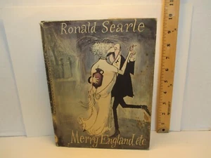 humor / cartoons MERRY ENGLAND, ETC by RONALD SEARLE 1957 pub Knopf hc + dj - Imagen 1 de 12