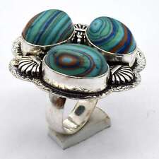 Rainbow Calsilica Gemstone Ethnic Handmade Ring Jewelry US Size-6.75 R 4520