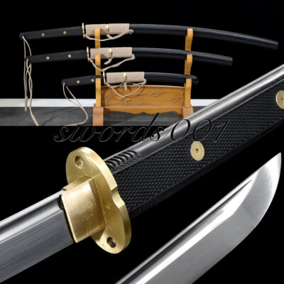 1095 Carbon Steel Sharp Tactical Sword Outdoor Survival Katana Wakizashi Tanto - Image 1 of 4