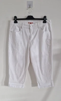 Pantalones de mezclilla Joe Browns blancos recortados talla 14 pierna de barril bolsillos de verano elásticos  Foto 1 de 4