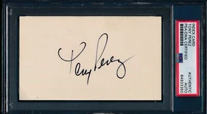 Tarjeta de índice autografiada 3x5 de Tony Pérez de la Corte Suprema de los rojos de Cincinnati PSA/ADN 179472 - Imagen 1 de 1