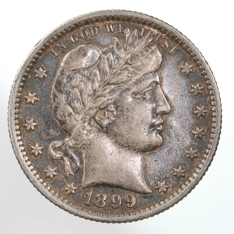Raw 1899 Barber 25C Uncertified Ungraded Philadelphia Minted Silver Quarter Coin Cover