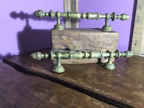 Pair Vintage Brass Door Handles. Heavy Decorative Brass. Hall. Trunk. French Cover