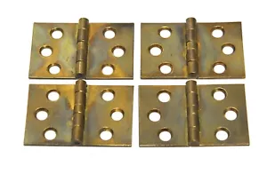 4 CERNIERE VINTAGE IN METALLO OTTONE ABBINATE 1 1/8 X 1 3/4 USATE - Foto 1 di 5