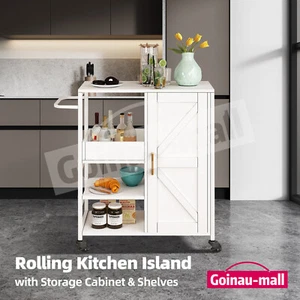 Kitchen Island Trolley Portable Rolling Utility Storage Serving Cart on Wheels - Picture 1 of 11