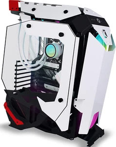 C650 Mech PC Case - ATX Tower Gaming Computer Case with Tempered Glass,White - Afbeelding 1 van 12