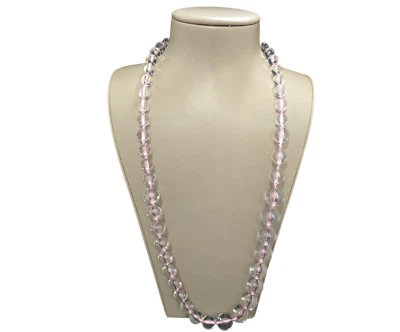 Hermoso collar largo transparente roscado rosa Lucite para mujer nuevo sin etiquetas Foto 1 de 3