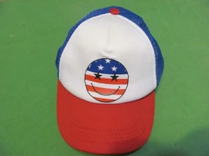 Smiley Face Red White Blue American Flag Adjustable Snapback Hat/Cap - Picture 1 of 2